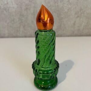 Vintage Avon 1970's Glass Christmas Candle Cologne Bottle Green Empty